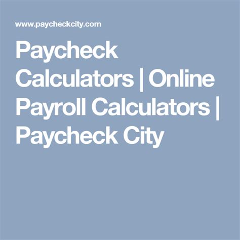 free payroll calculator paycheck city