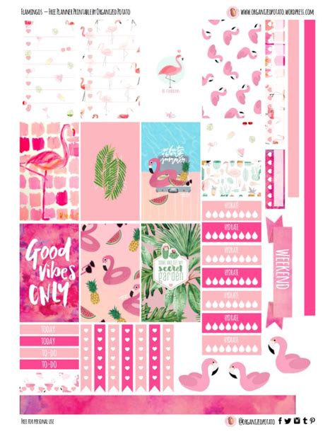 Free Planner Printables Flamingos
