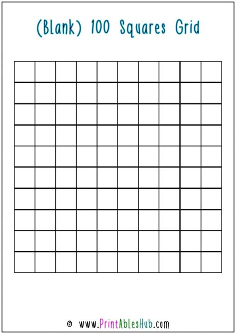 Free Printable 100 Squares Grid