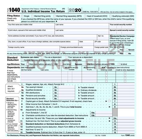 Free Printable 1040A Form