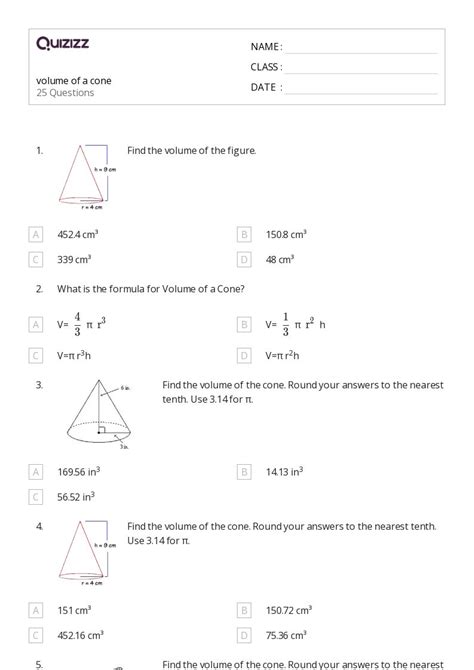 Free Printable 6Th Grade Doodle Notes Cone Volume Math