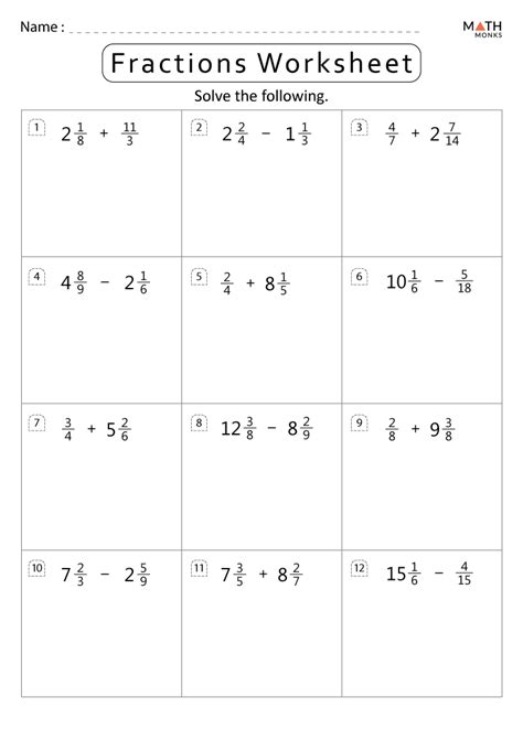 Free Printable 6Th Grade Workhseets Adding Fractions