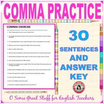 Free Printable Activities On Comma With Answer Key