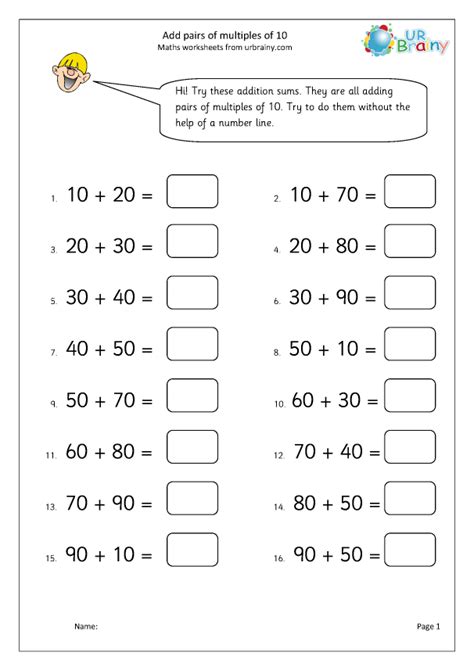 Free Printable Adding Multiples Of 10