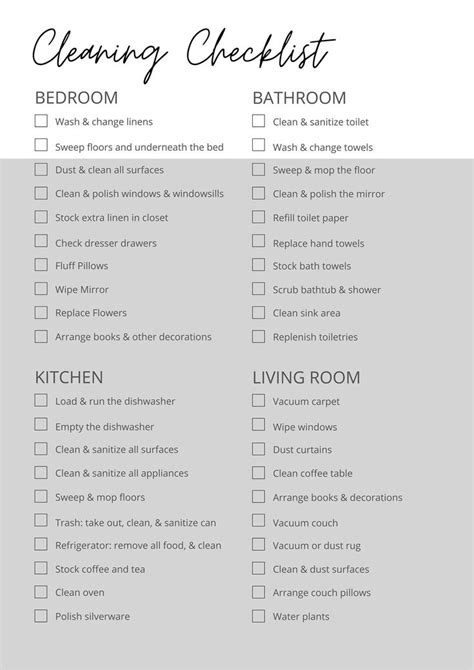 Free Printable Airbnb Cleaning Checklist