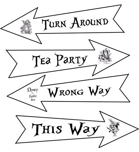 Free Printable Alice In Wonderland Arrow Signs Template