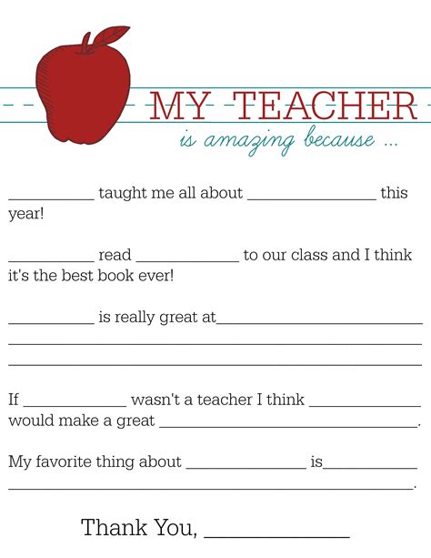 Free Printable All About My Teacher Printable: A Fun Way To Get To Know Your Teacher
