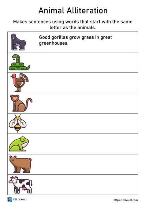 Free Printable Alliteration Worksheet