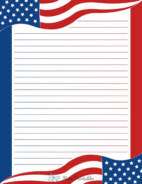Free Printable American Flag Writing Paper
