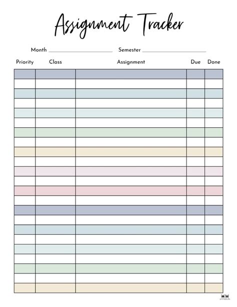 Free Printable And Downloadable Assignment Checklists