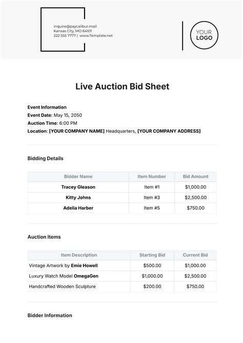 Free Printable Auction Contract