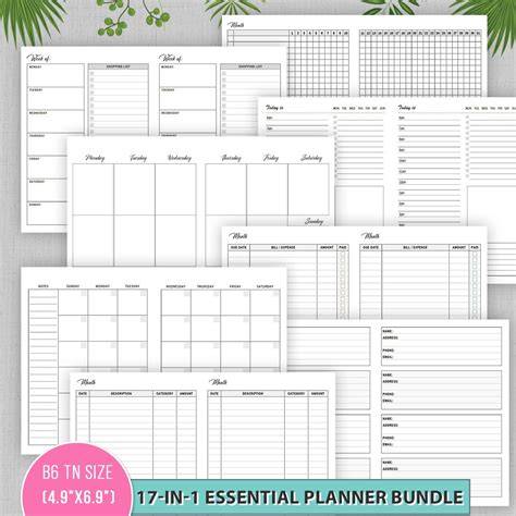 Free Printable B6 Inserts