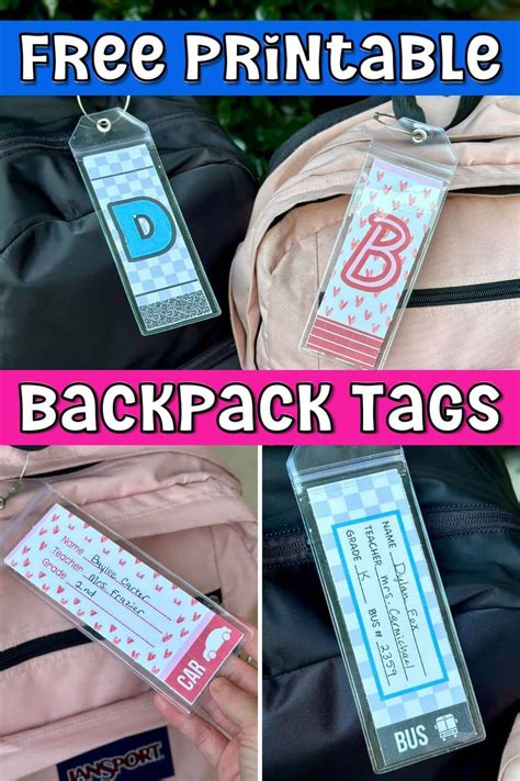 Free Printable Backpack Name Tags