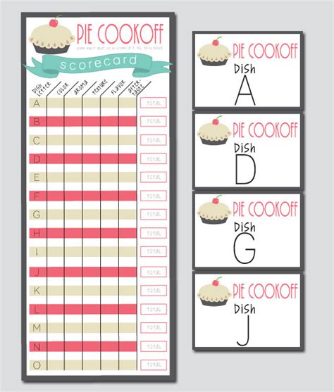 Free Printable Bake Off Score Sheet