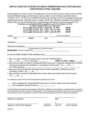 Free Printable Bartender Application