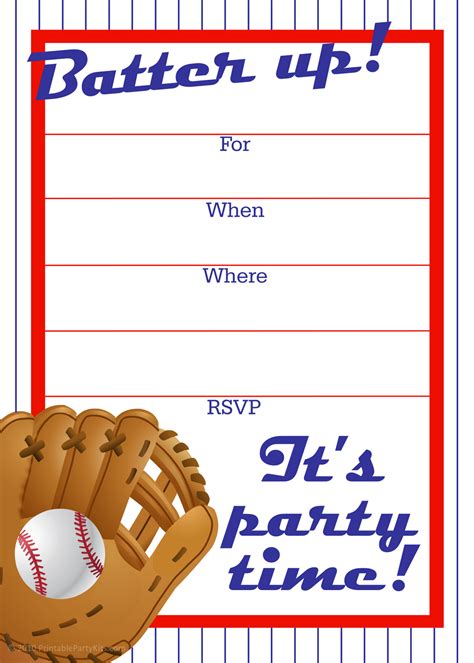Free Printable Baseball Invitations
