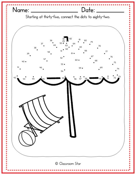 Free Printable Beach Dot To Dot