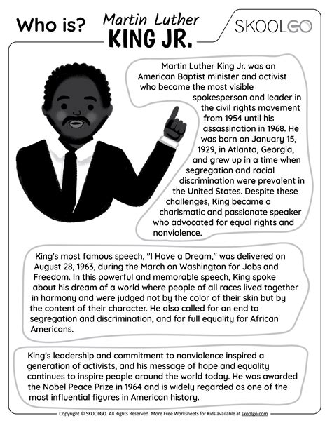 Free Printable Biography Mlk