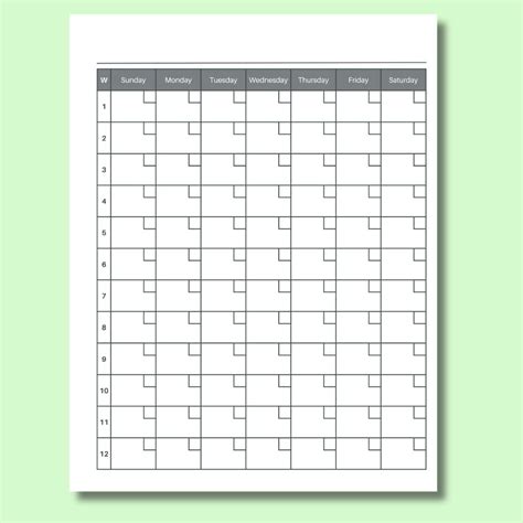 Free Printable Blank 12 Week Calendar