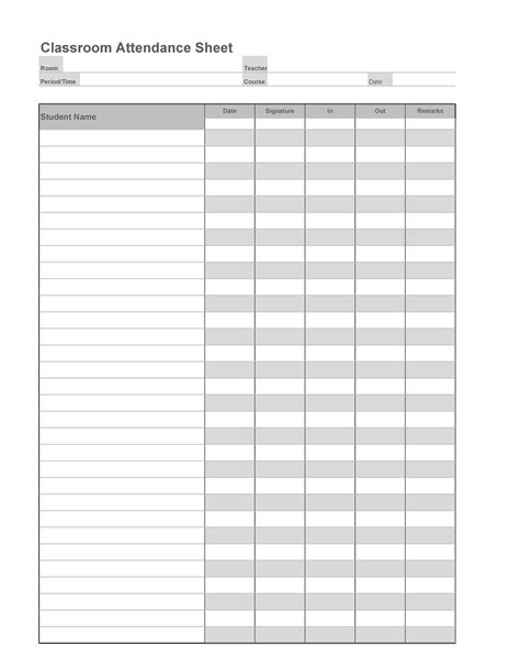 Free Printable Blank Attendance Sheets
