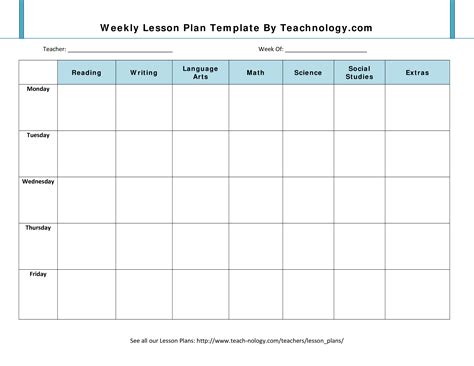 Free Printable Blank Lesson Plan Sheets