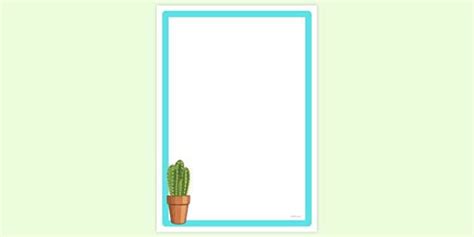 Free Printable Cactus Border Paper