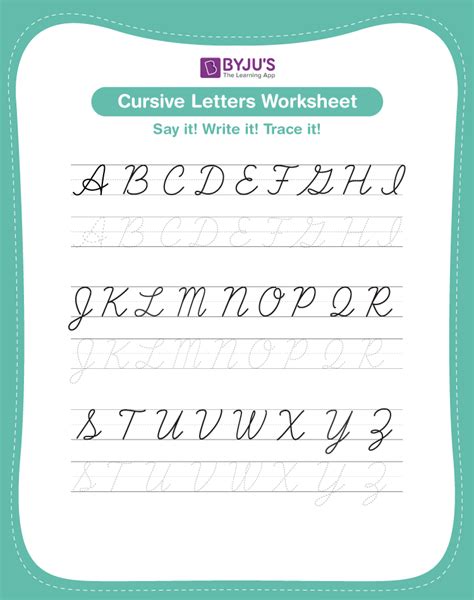 Free Printable Capital Cursive Letters