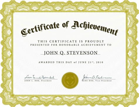 Free Printable Certificates Of Accomplishment