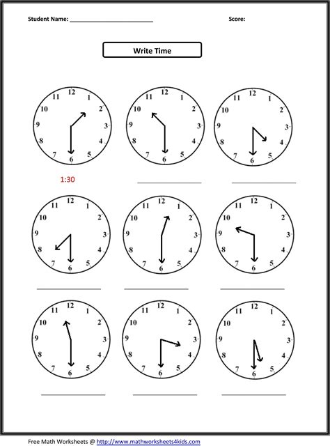 Free Printable Clock Worksheets Grade 3