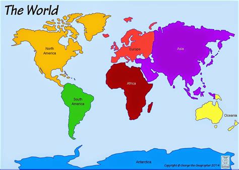 Free Printable Color Continents Map
