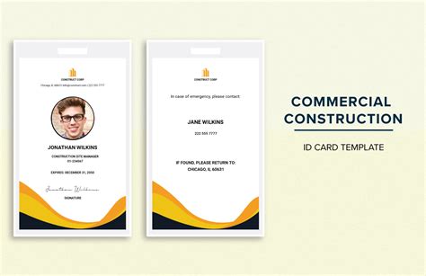 Free Printable Construction Identification Cards