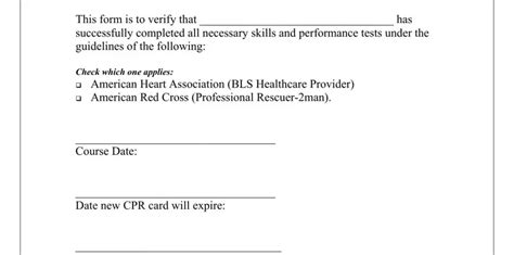 Free Printable Cpr Certification Card Template