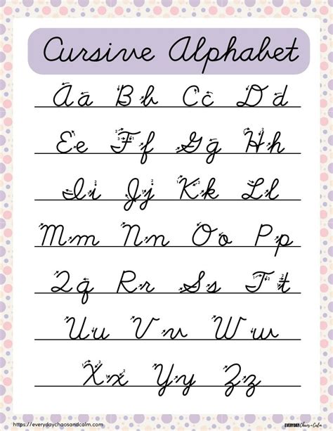 Free Printable Cursive Handwriting Chart