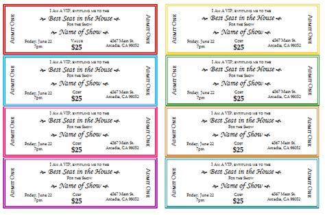 Free Printable Custom Tickets