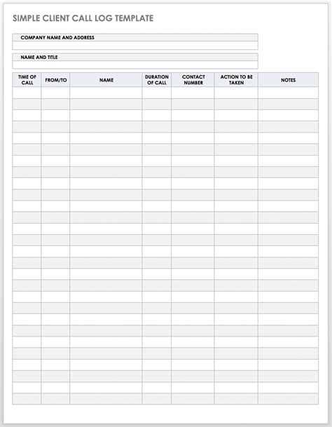 Free Printable Customer Call List
