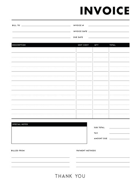Free Printable Customizable Invoice