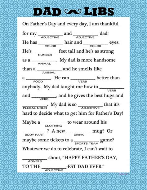 Free Printable Dad Mad Libs
