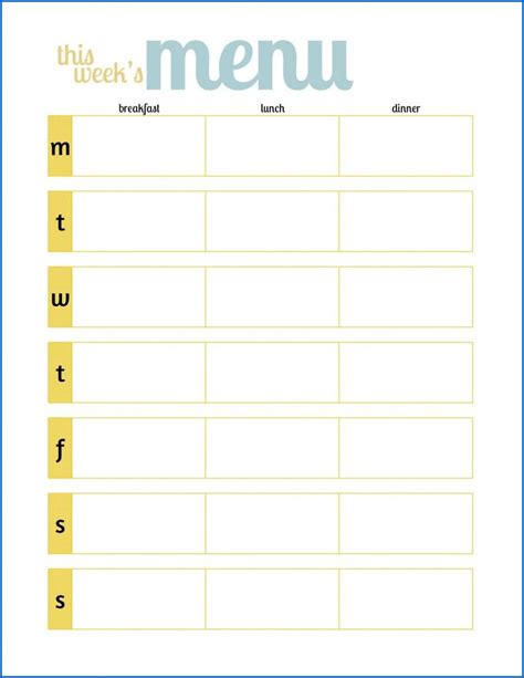 Free Printable Dinner Muneus