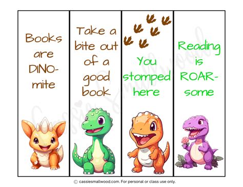 Free Printable Dinosaur Bookmarks