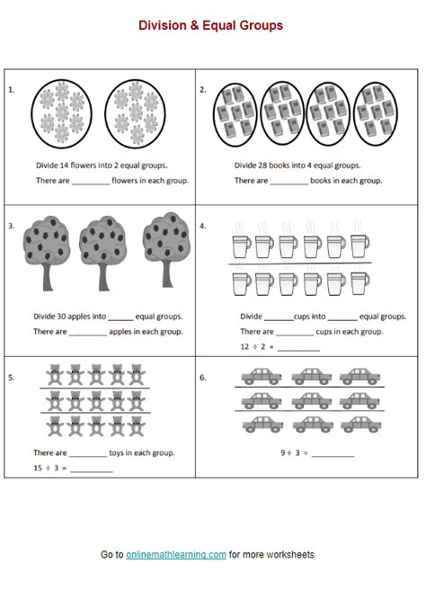 Free Printable Division Equal Groups