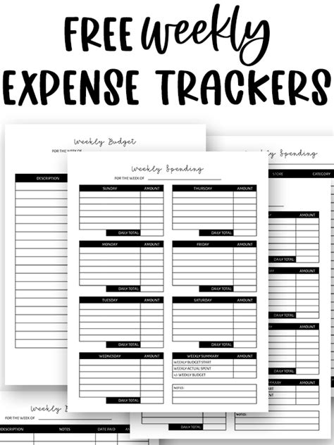 Free Printable Easy Weekly Expense Tracker
