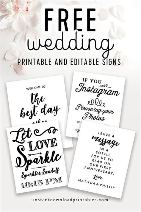 Free Printable Editable Wedding Signs
