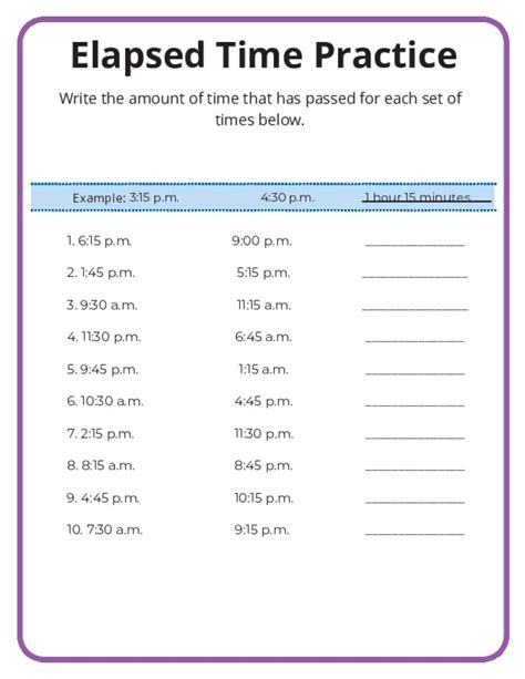 Free Printable Elapsed Time Sheets