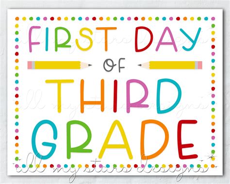 Free Printable First Day Of 3Rd Grade