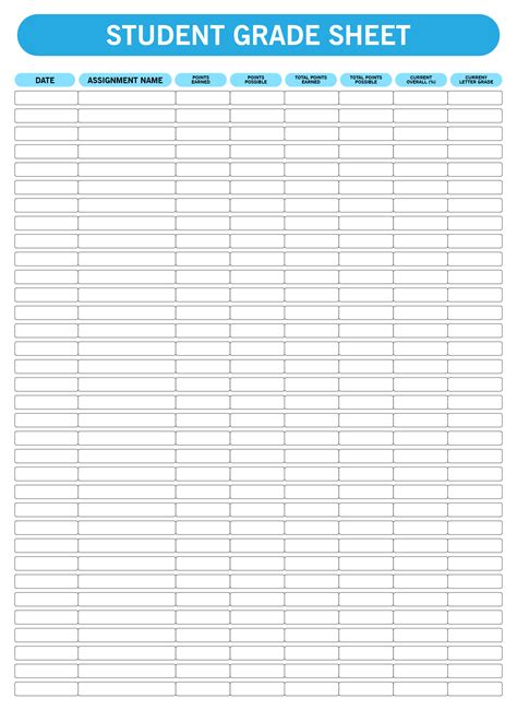 Free Printable Grade Sheet