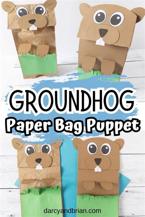 Free Printable Groundhog Bag Puppet