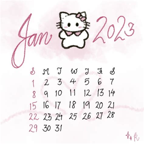 free printable hello kitty calendar 2023