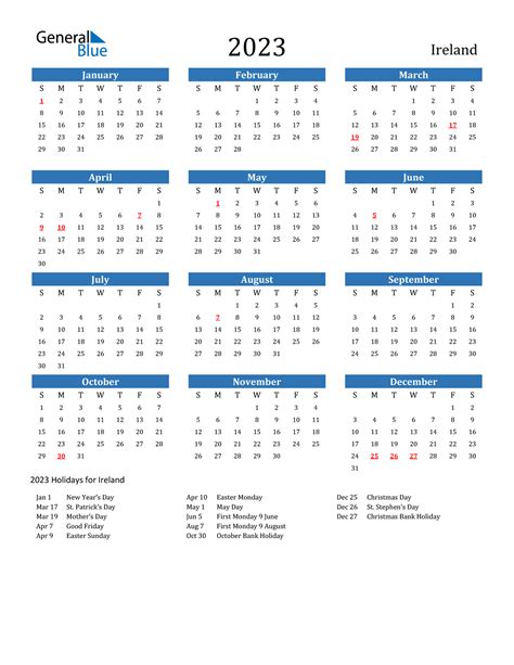 free printable irish calendar 2023
