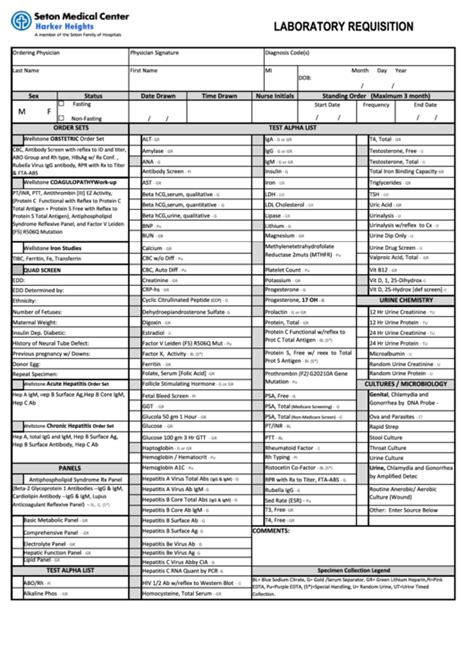 Free Printable Lab Requisition Form