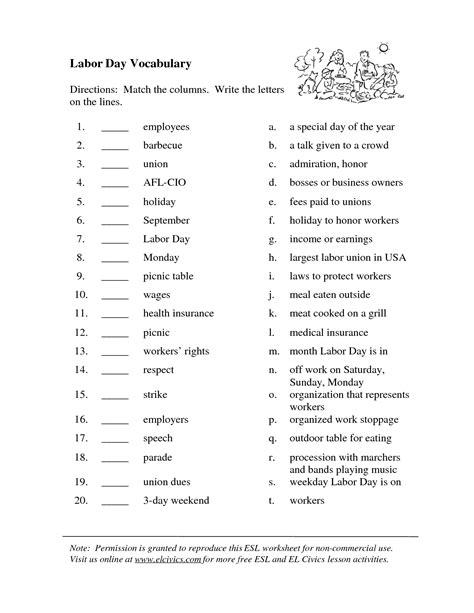 free printable labor day worksheets